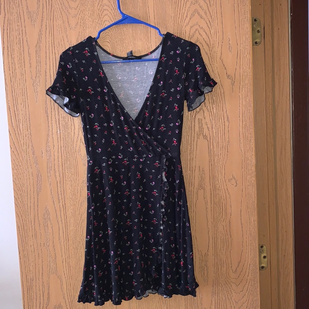 V-Neck Floral Mini Dress